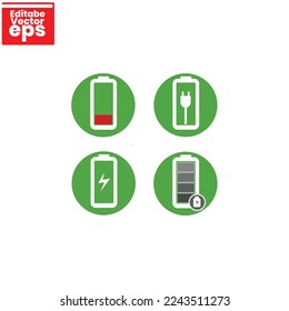 Battery icon set symbol. battey icon isolated in white background. battery weak. battery full illustration