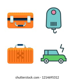 battery icon set. vector set about drone case, electric car and shaver icons set.