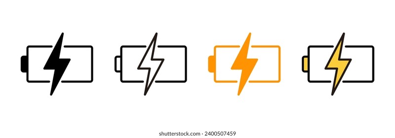 Akkusymbol-Set-Vektorgrafik. Batterieaufladezeichen und -symbol. Batterieladung