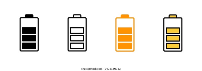 Vector de conjunto de iconos de la batería. símbolo y signo de carga de batería. nivel de carga de la batería