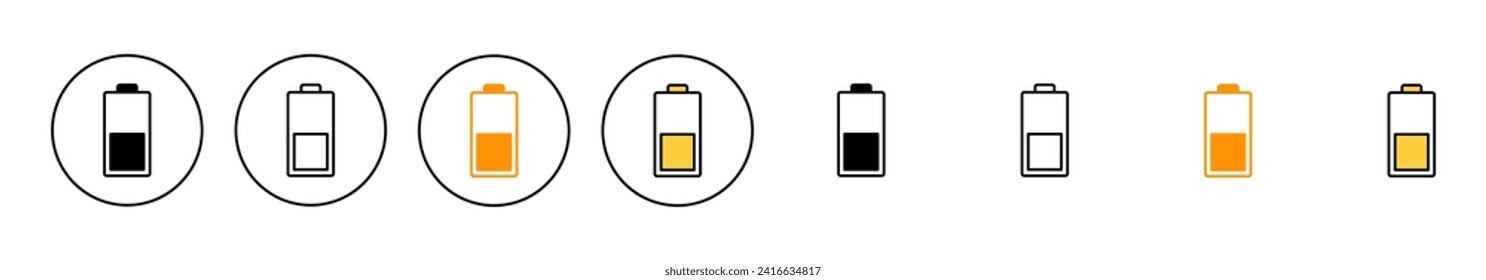 Battery icon set vector. battery charging sign and symbol. battery charge level