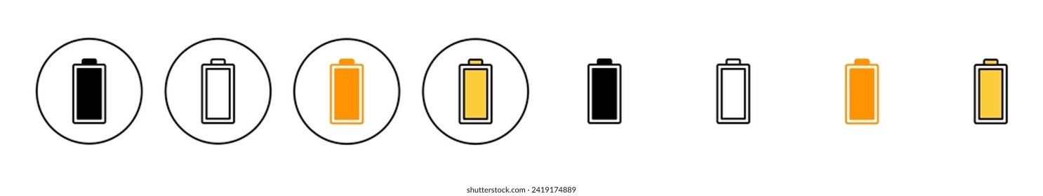 Battery icon set vector. battery charging sign and symbol. battery charge level