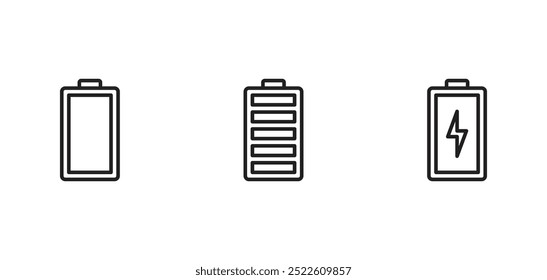 Vektor für Batteriesymbolsatz. Batterieladesymbol, Batterieladestandsvektor