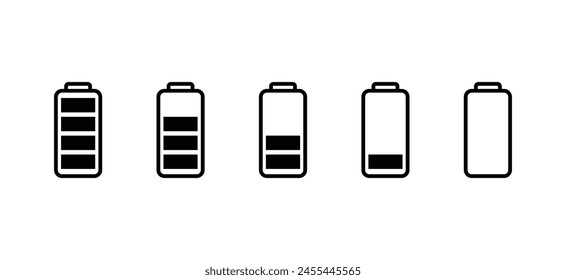 conjunto de iconos de batería. colección de Vector de batería. indicadores de nivel de batería. icono del cargador de batería