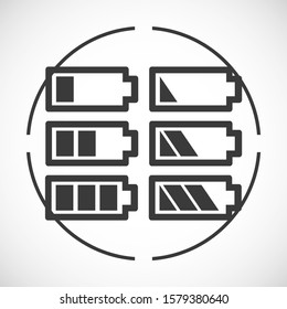 Battery icon set. Vector EPS 10. Battery. Charging Flat Design. battery charge and use.