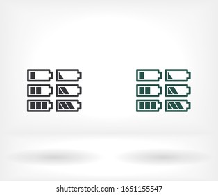 Battery icon set. Vector EPS 10. Battery. Charging Flat Design. battery charge and use.