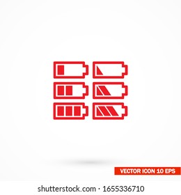 Battery icon set. Vector EPS 10. Battery. Charging Flat Design. battery charge and use.