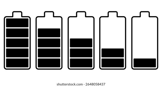 Conjunto de iconos de batería. Ilustración de Vector.