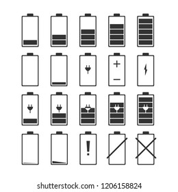 Battery icon set. Vector illustration.