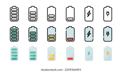 Battery icon set. Vector illustration.