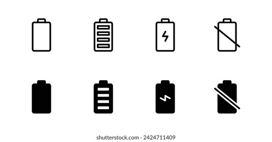 Ilustración vectorial de conjunto de iconos de batería