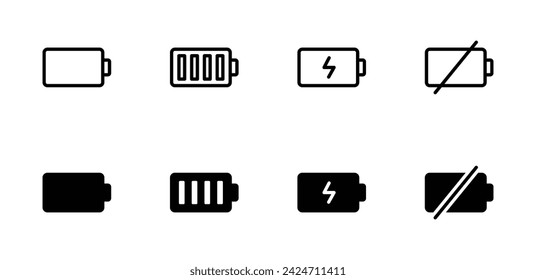 Ilustración vectorial de conjunto de iconos de batería