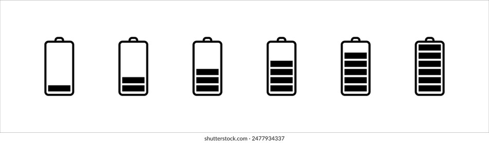 Battery icon set vector illustration, battery charging sign and symbol, battery charge level.