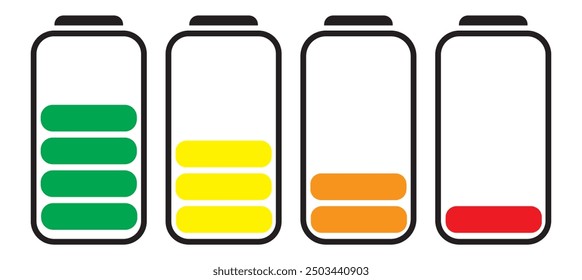 Battery icon set vector illustration, battery charging sign and symbol, battery charge level.