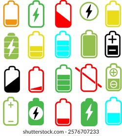 Battery icon set, vector illustration