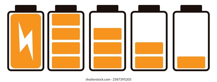 Battery icon set vector illustration, battery charging sign and symbol, battery charge level.