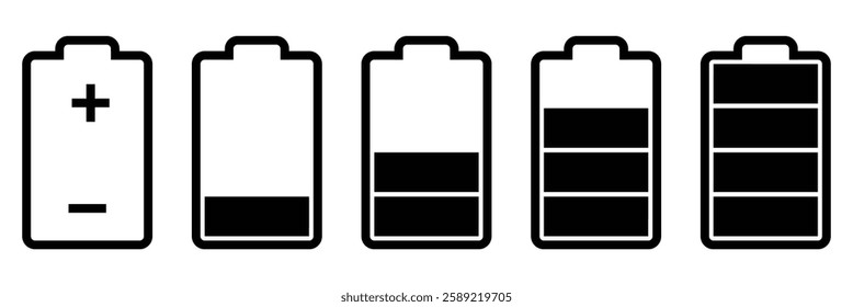 Battery icon set vector illustration isolated on white background.