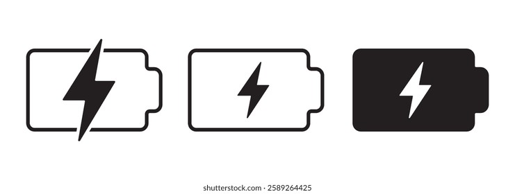 Battery icon set vector illustration, battery charging sign and symbol, battery charge level.