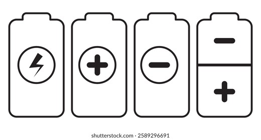 Battery icon set vector illustration, battery charging sign and symbol, battery charge level.