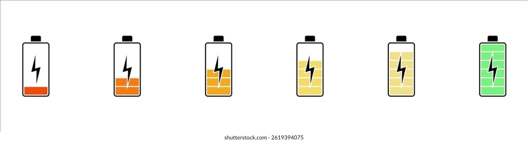 Battery icon set vector illustration, battery charging sign and symbol, battery charge level.
