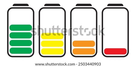 Battery icon set vector illustration, battery charging sign and symbol, battery charge level.