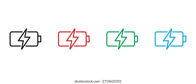 O ícone da bateria define o vetor no fundo branco. energia, potência, símbolo indicador. ilustração vetorial.