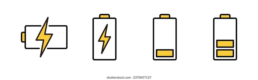 Battery icon set for web and mobile app. battery charging sign and symbol. battery charge level