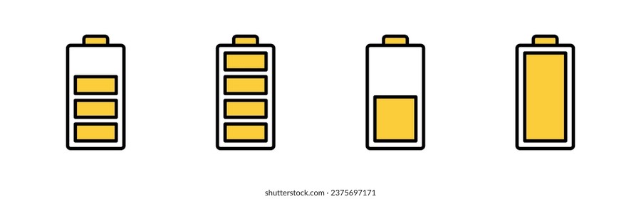 Battery icon set for web and mobile app. battery charging sign and symbol. battery charge level