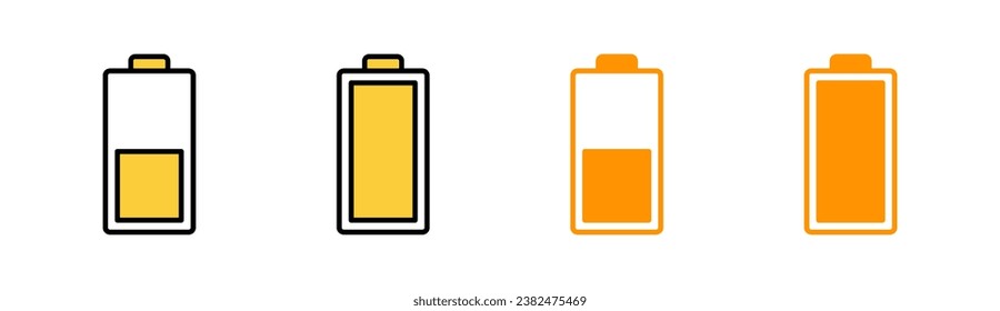 Battery icon set for web and mobile app. battery charging sign and symbol. battery charge level