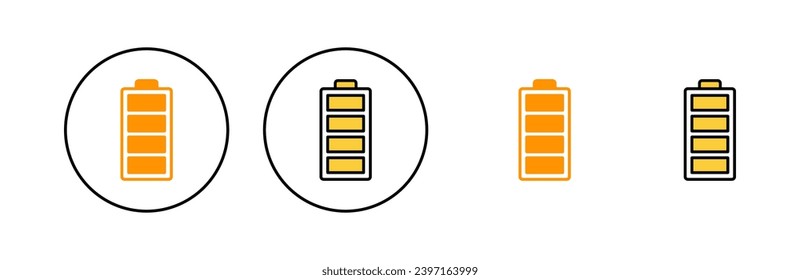 Battery icon set for web and mobile app. battery charging sign and symbol. battery charge level