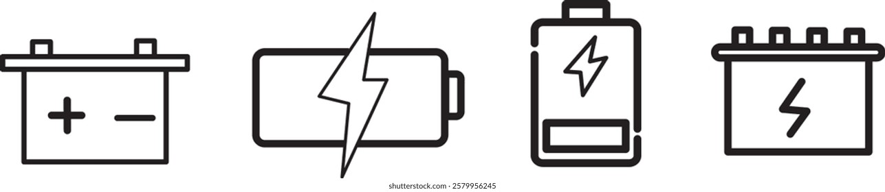 battery icon set.Vector icon collection design battery level indicators. Set of battery charge level, electricity, power icon
