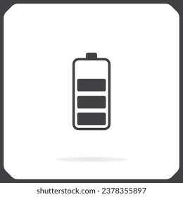 Icono de la batería con sombra en un fondo.Icono del vector de la batería.