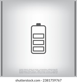 Battery Icon with shadow on a background.Battery vector icon.