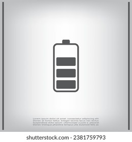 Battery Icon with shadow on a background.Battery vector icon.