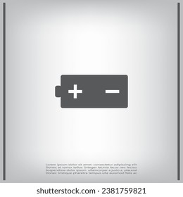 Battery Icon with shadow on a background.Battery vector icon.