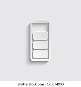 Battery Icon with shadow on a grey background