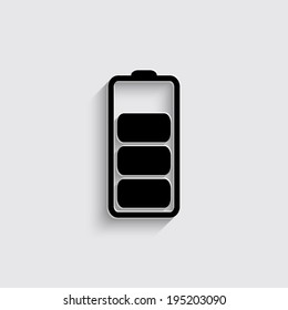 Battery Icon with shadow on a grey background
