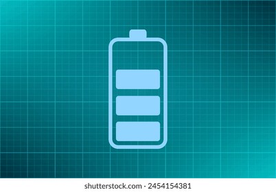 Batteriesymbol mit Schatten auf grauem Hintergrund