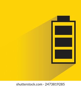 icono de batería con sombra sobre fondo amarillo