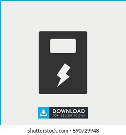 battery icon. Simple filled battery vector icon. On white background.