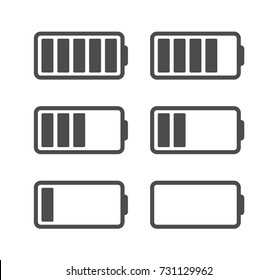 battery icon simple flat gray set vector