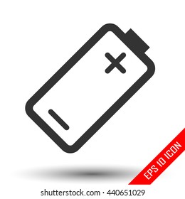 Battery icon. Simple flat logo of battery on white background. Vector illustration.