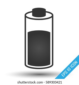 Battery icon. Simple flat logo of battery on white background. Vector illustration.