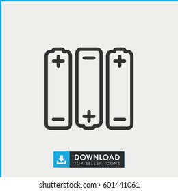 battery icon. simple outline battery vector icon. on white background.