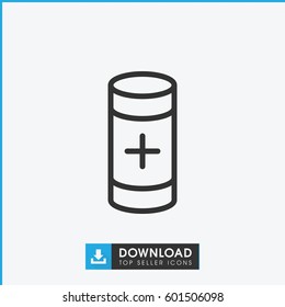 battery icon. simple outline battery vector icon. on white background.
