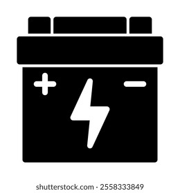 Battery icon solid style transparent