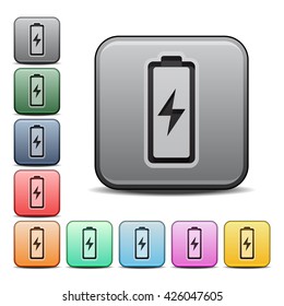 Battery Icon Square Icon with Color Variations