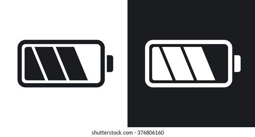 Battery icon, stock vector. Two-tone version on black and white background