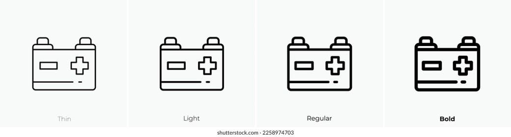 battery icon. Thin, Light Regular And Bold style design isolated on white background