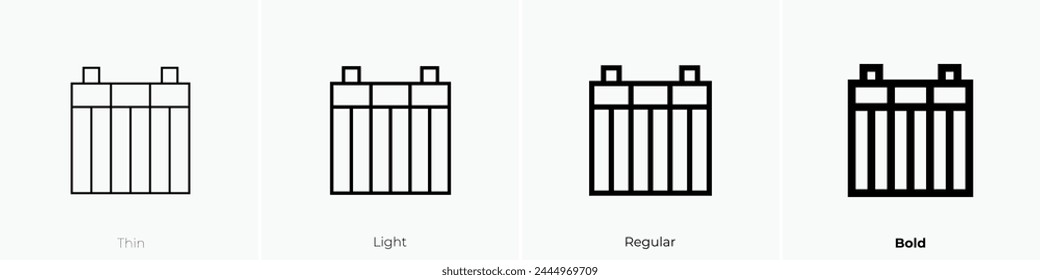 battery icon. Thin, Light Regular And Bold style design isolated on white background
